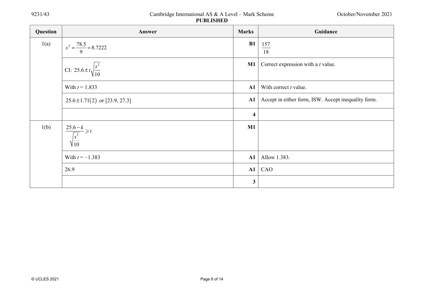Mark scheme, page 6 of 14