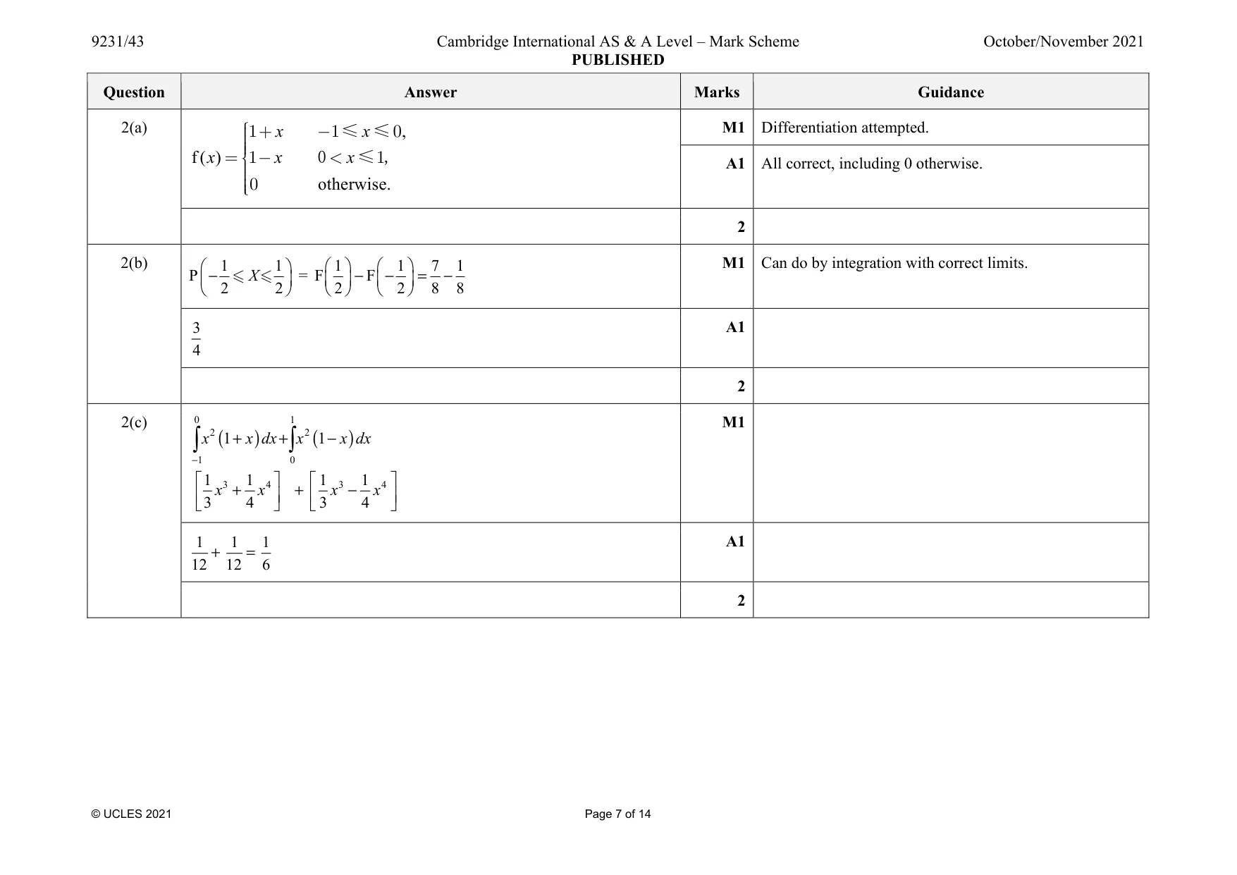 Mark scheme, page 7 of 14