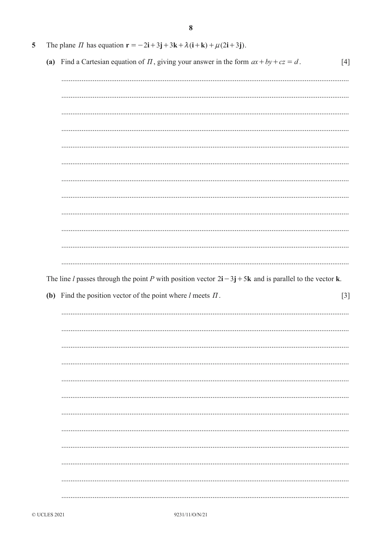 Cambridge A Level Mathematics - Further 9231 2021 Oct/Nov Paper 1 · Variant 1 question paper, page 8 of 16