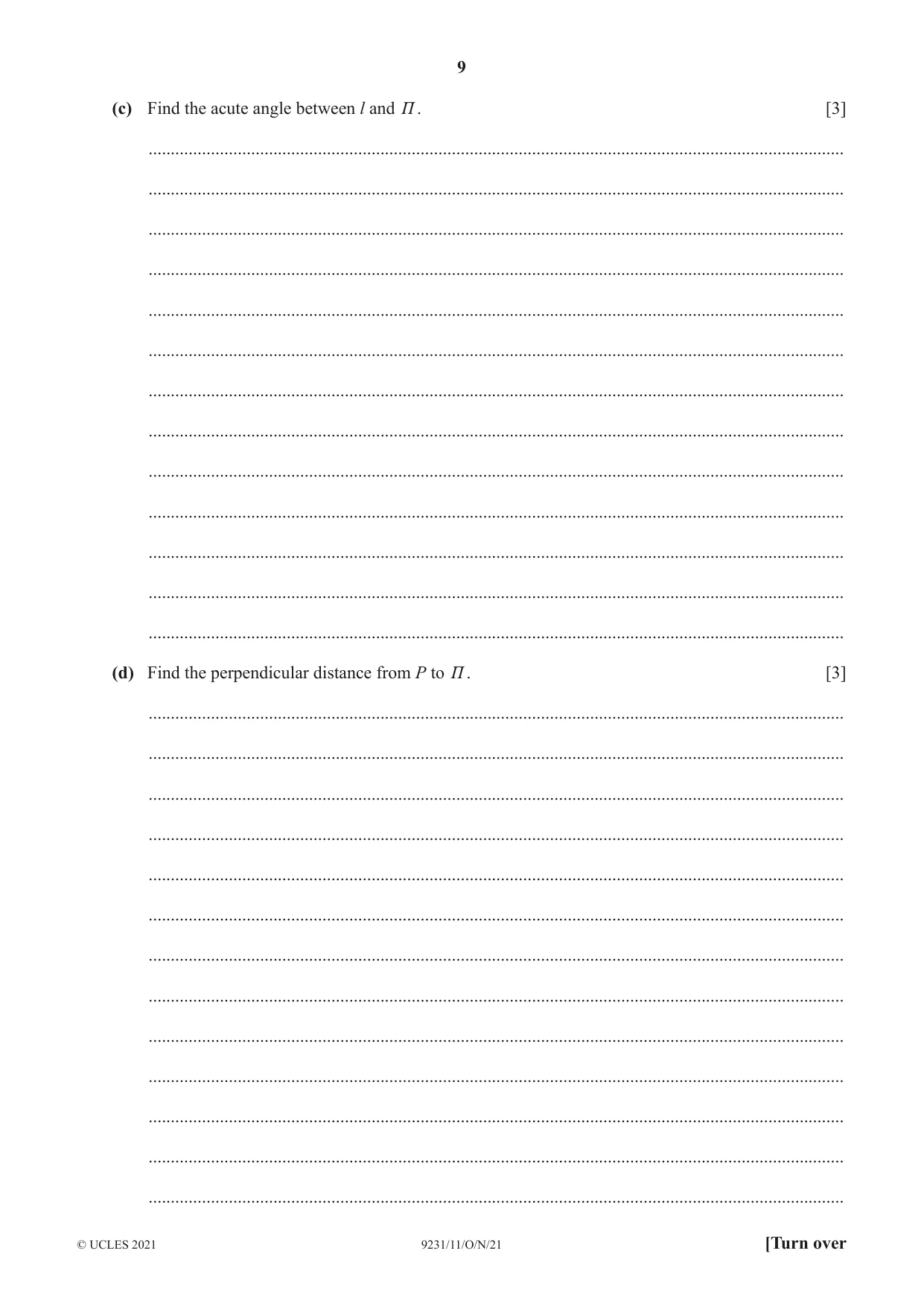 Cambridge A Level Mathematics - Further 9231 2021 Oct/Nov Paper 1 · Variant 1 question paper, page 9 of 16