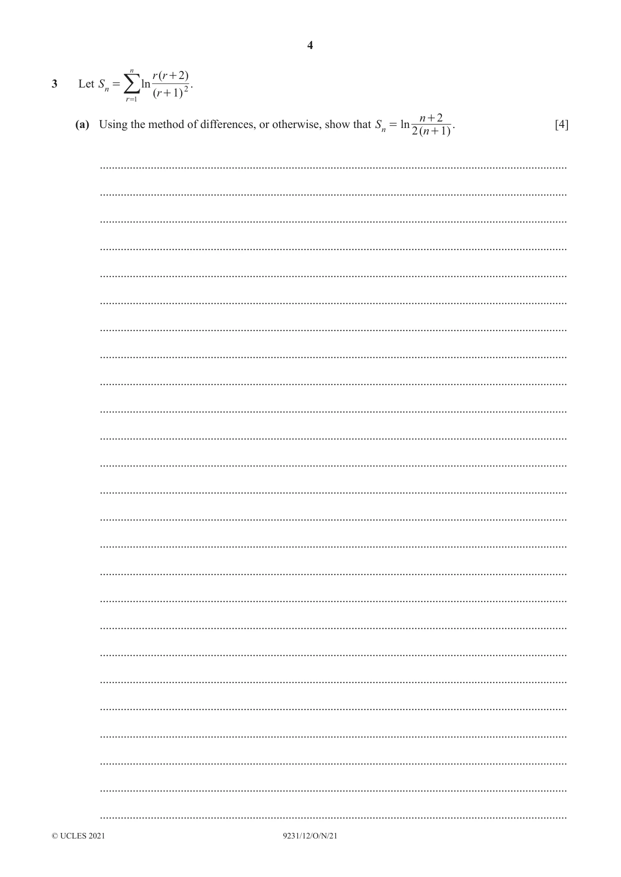 Cambridge A Level Mathematics - Further 9231 2021 Oct/Nov Paper 1 · Variant 2 question paper, page 4 of 16