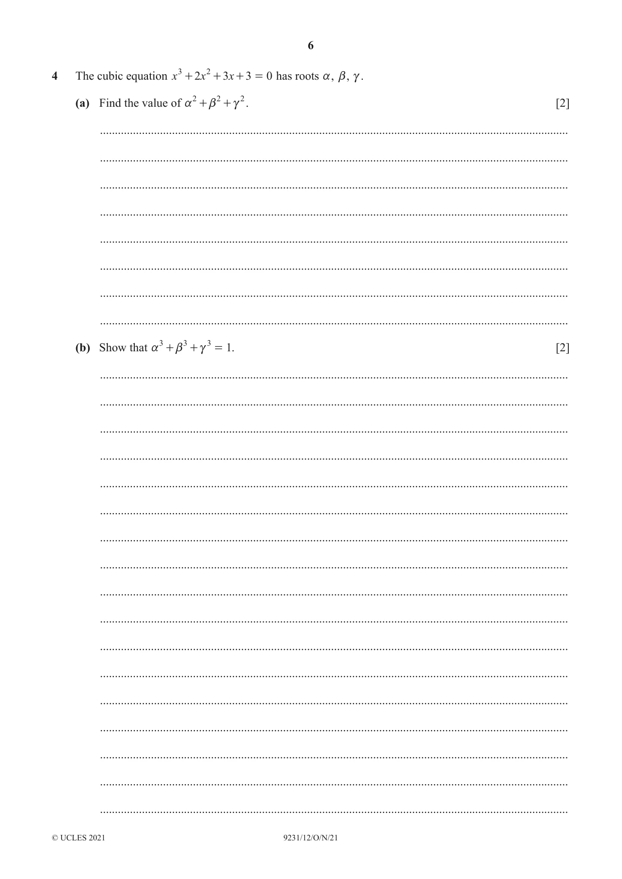 Cambridge A Level Mathematics - Further 9231 2021 Oct/Nov Paper 1 · Variant 2 question paper, page 6 of 16