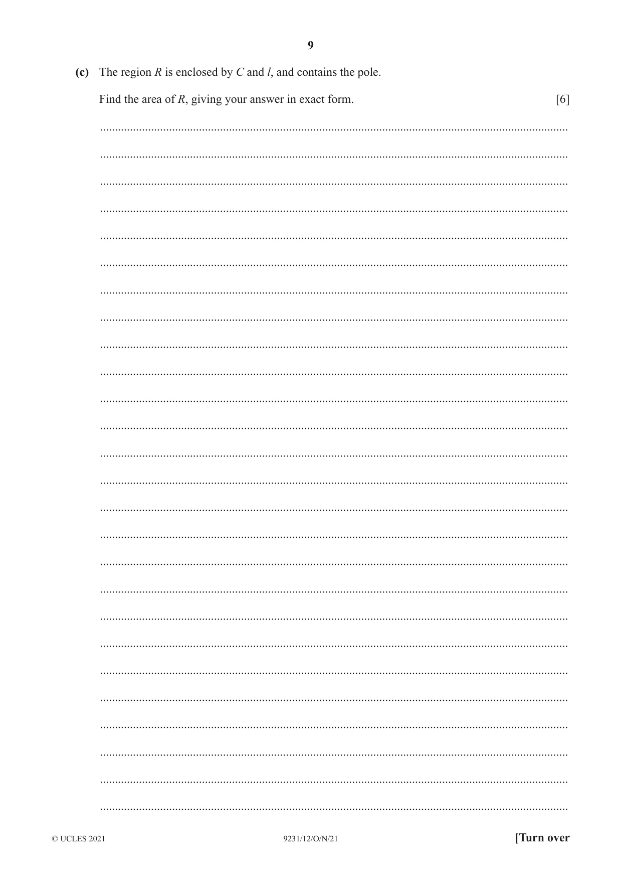 Cambridge A Level Mathematics - Further 9231 2021 Oct/Nov Paper 1 · Variant 2 question paper, page 9 of 16