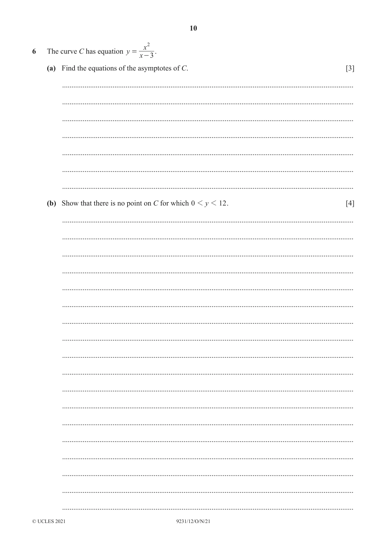 Cambridge A Level Mathematics - Further 9231 2021 Oct/Nov Paper 1 · Variant 2 question paper, page 10 of 16