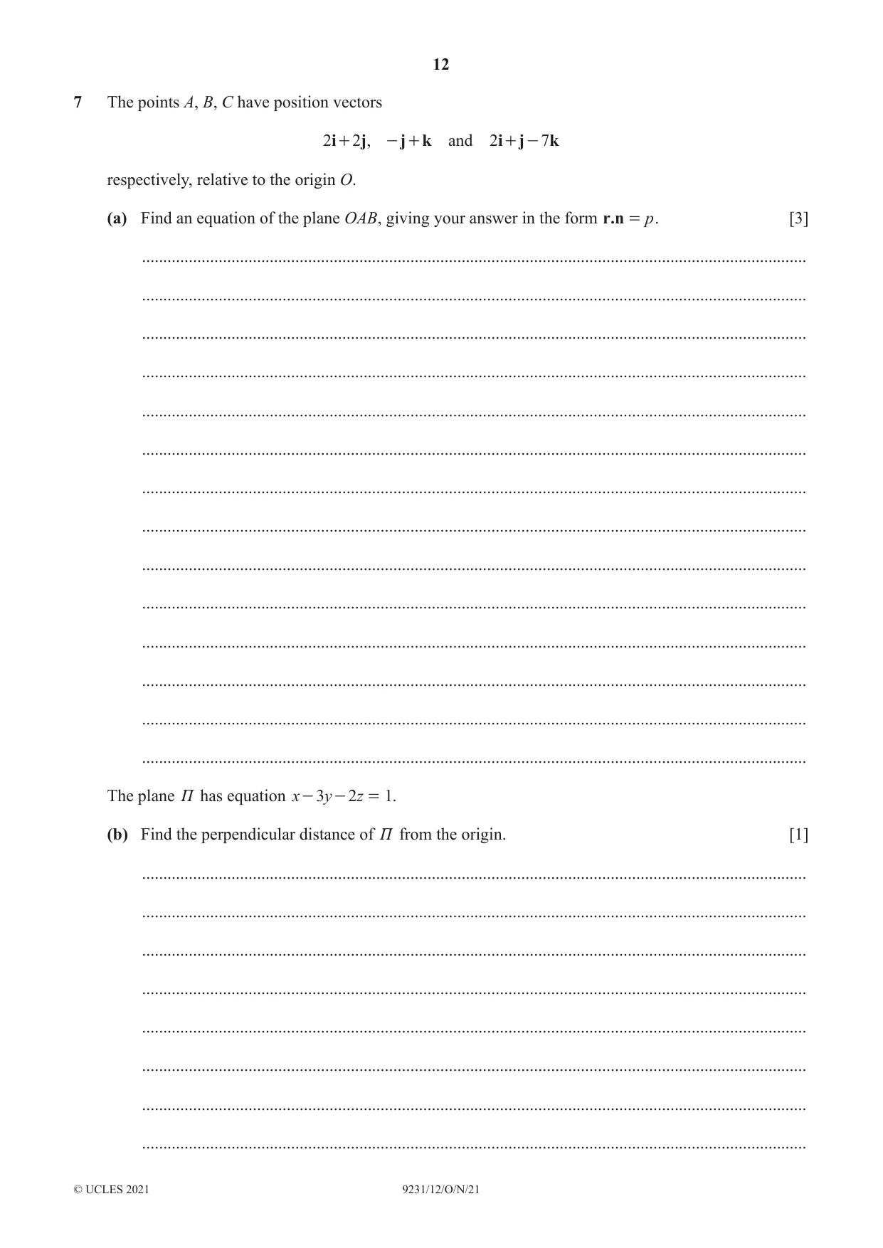 Cambridge A Level Mathematics - Further 9231 2021 Oct/Nov Paper 1 · Variant 2 question paper, page 12 of 16