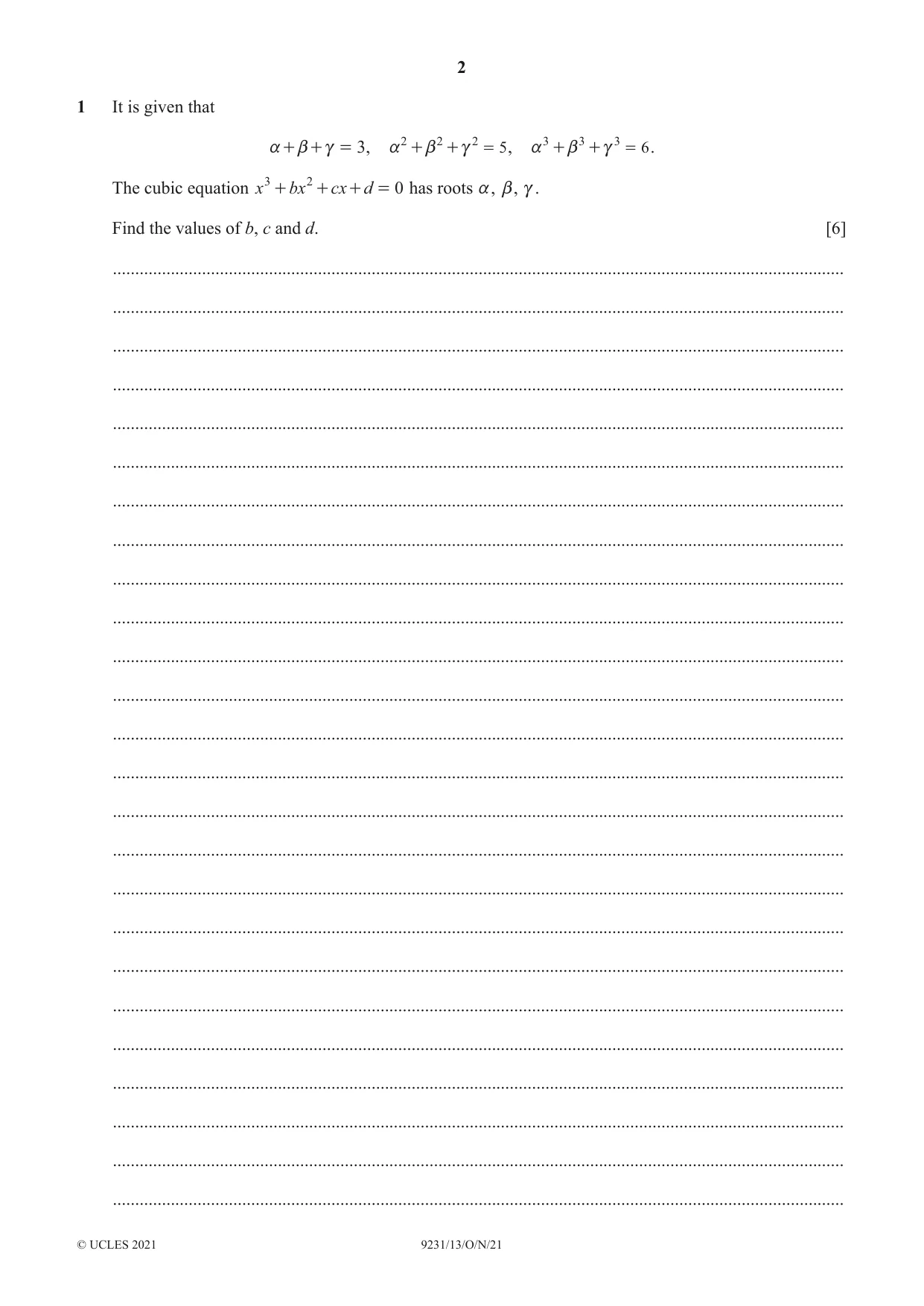 Cambridge A Level Mathematics - Further 9231 2021 Oct/Nov Paper 1 · Variant 3 question paper, page 2 of 16