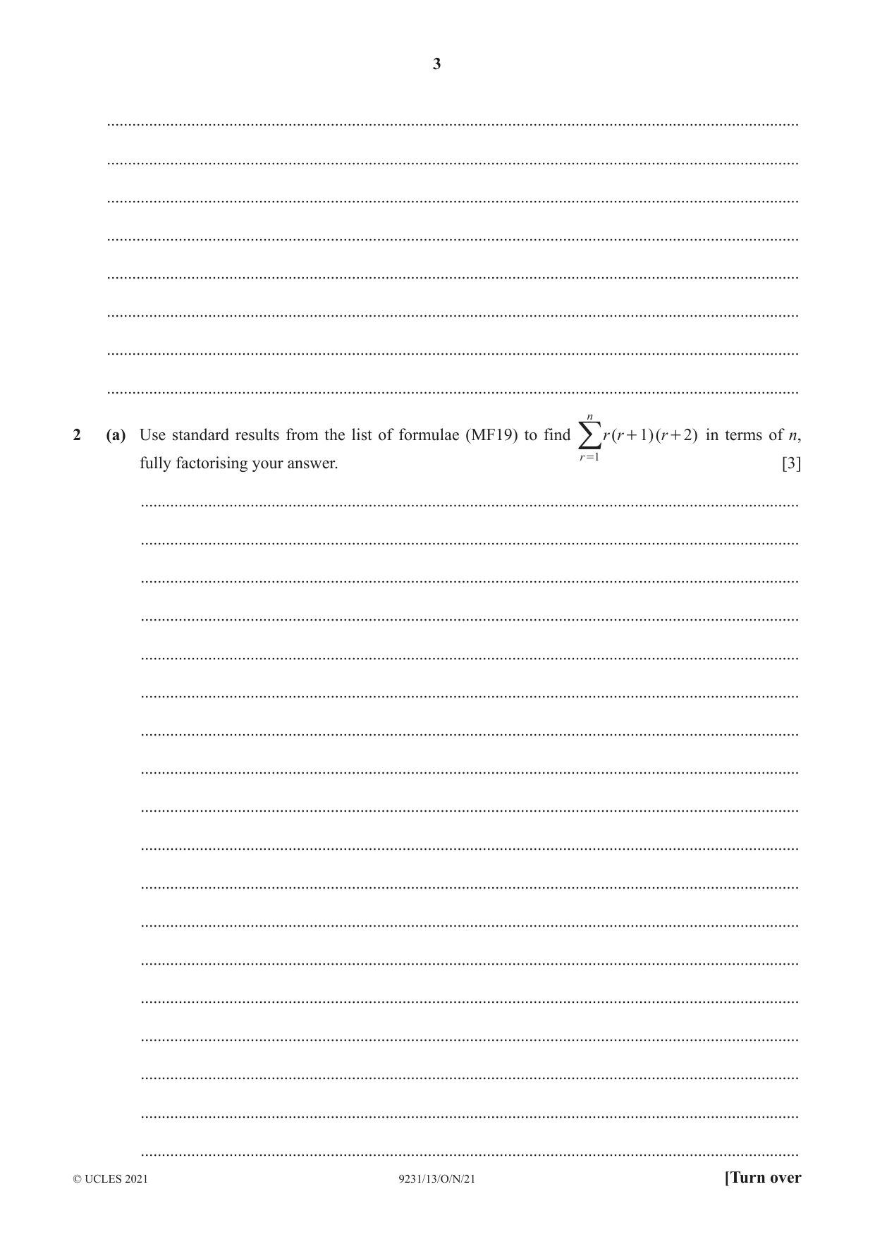 Cambridge A Level Mathematics - Further 9231 2021 Oct/Nov Paper 1 · Variant 3 question paper, page 3 of 16