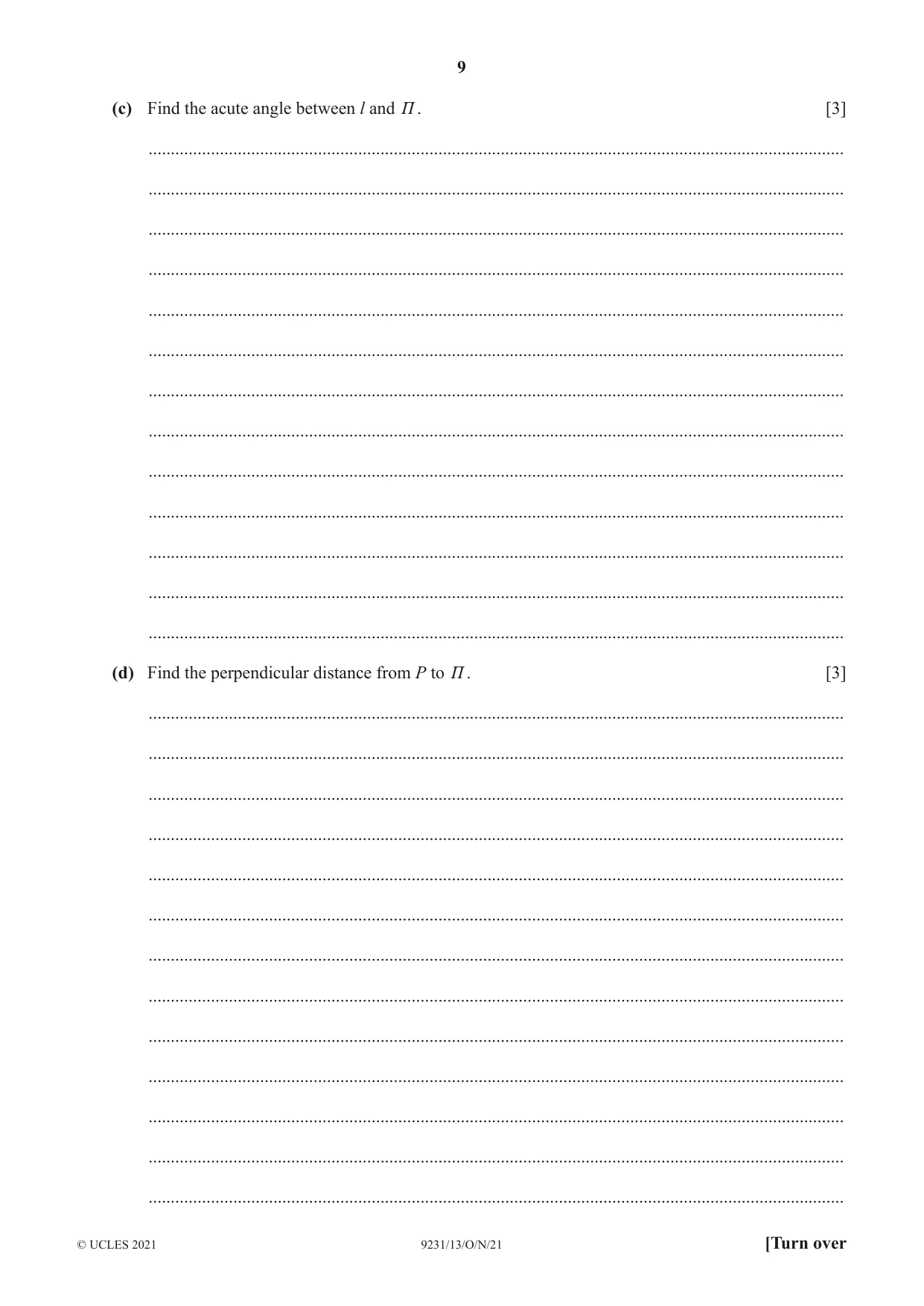 Cambridge A Level Mathematics - Further 9231 2021 Oct/Nov Paper 1 · Variant 3 question paper, page 9 of 16