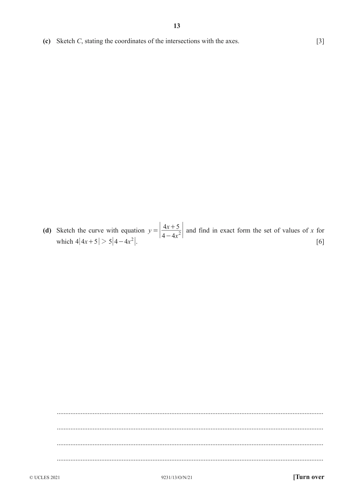 Cambridge A Level Mathematics - Further 9231 2021 Oct/Nov Paper 1 · Variant 3 question paper, page 13 of 16