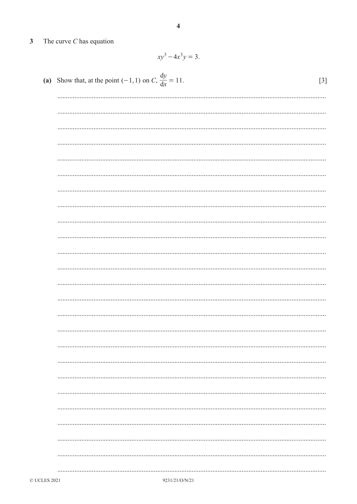 Cambridge A Level Mathematics - Further 9231 2021 Oct/Nov Paper 2 · Variant 1 question paper, page 4 of 16