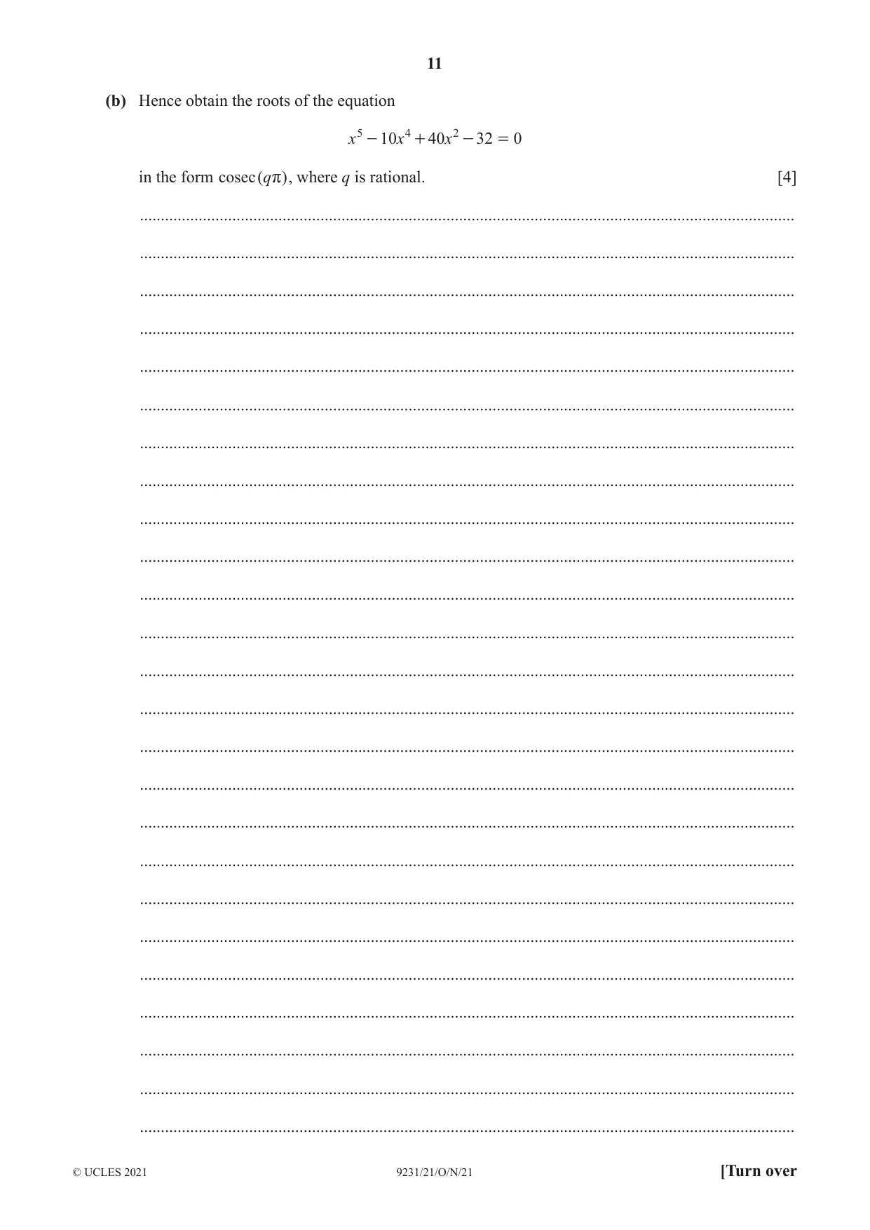Cambridge A Level Mathematics - Further 9231 2021 Oct/Nov Paper 2 · Variant 1 question paper, page 11 of 16