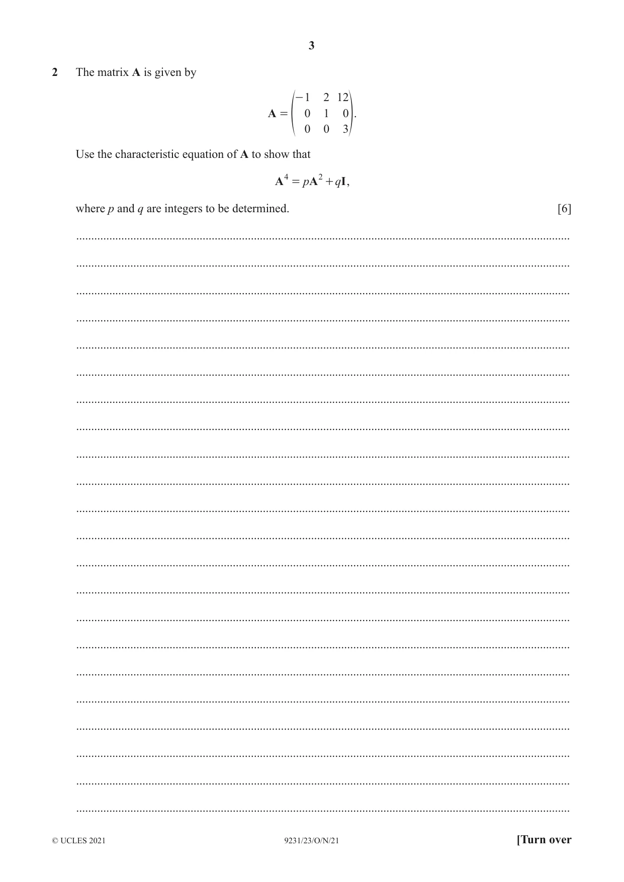 Cambridge A Level Mathematics - Further 9231 2021 Oct/Nov Paper 2 · Variant 3 question paper, page 3 of 16