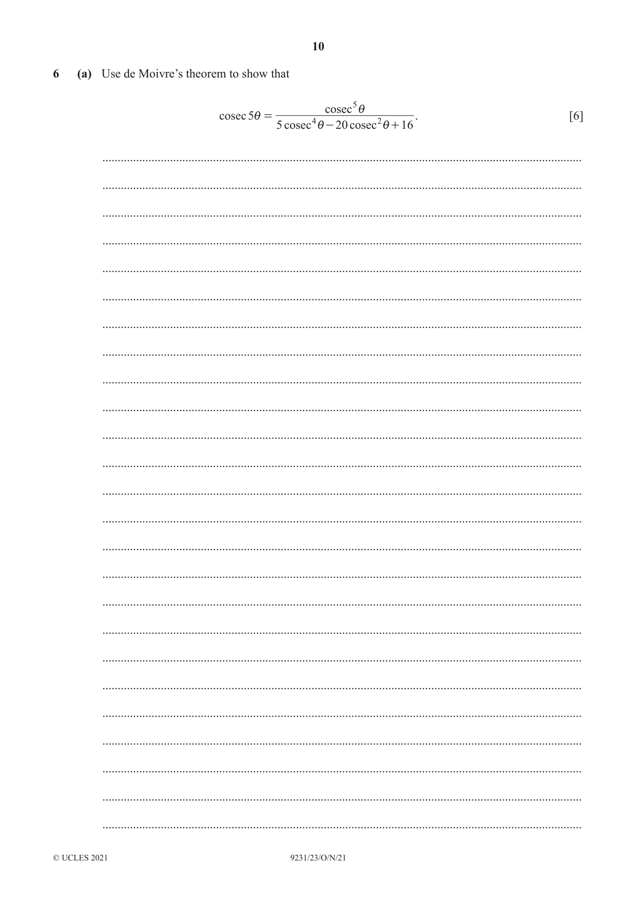 Cambridge A Level Mathematics - Further 9231 2021 Oct/Nov Paper 2 · Variant 3 question paper, page 10 of 16