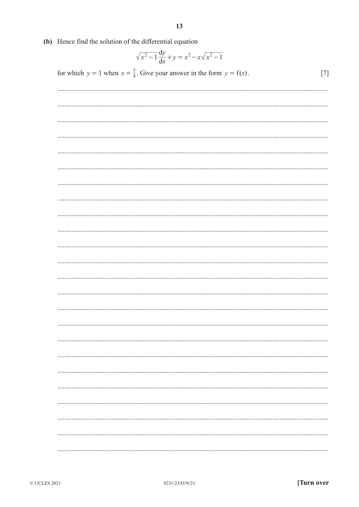 Cambridge A Level Mathematics - Further 9231 2021 Oct/Nov Paper 2 · Variant 3 question paper, page 13 of 16