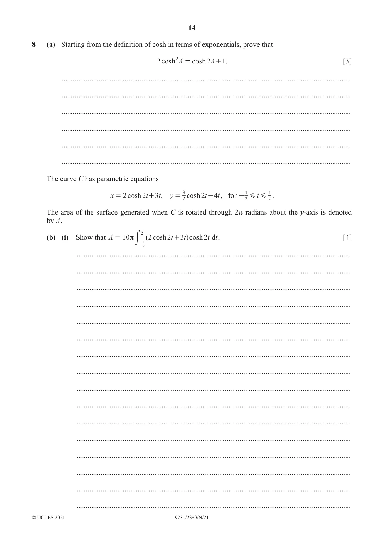 Cambridge A Level Mathematics - Further 9231 2021 Oct/Nov Paper 2 · Variant 3 question paper, page 14 of 16