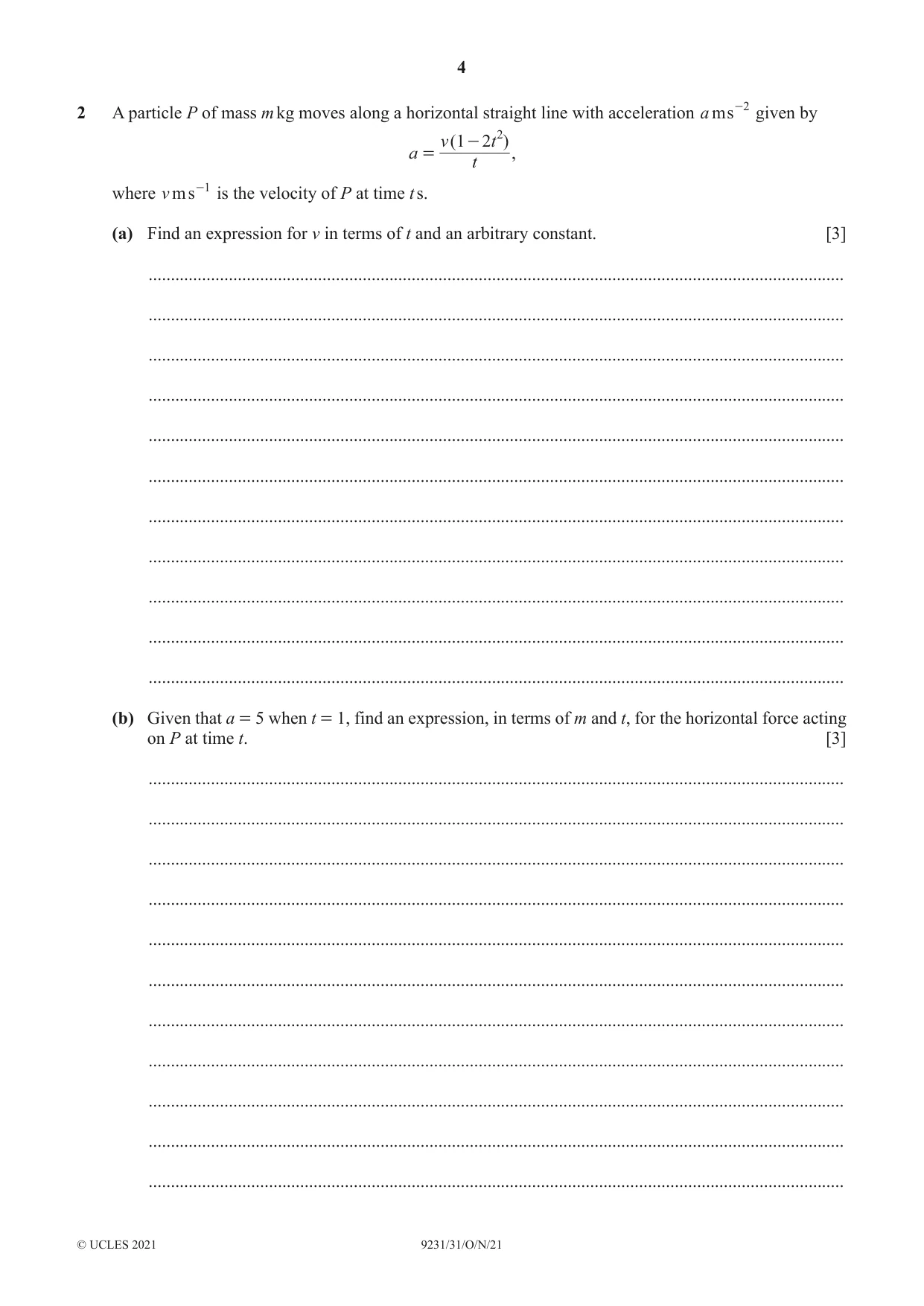 Cambridge A Level Mathematics - Further 9231 2021 Oct/Nov Paper 3 · Variant 1 question paper, page 4 of 16