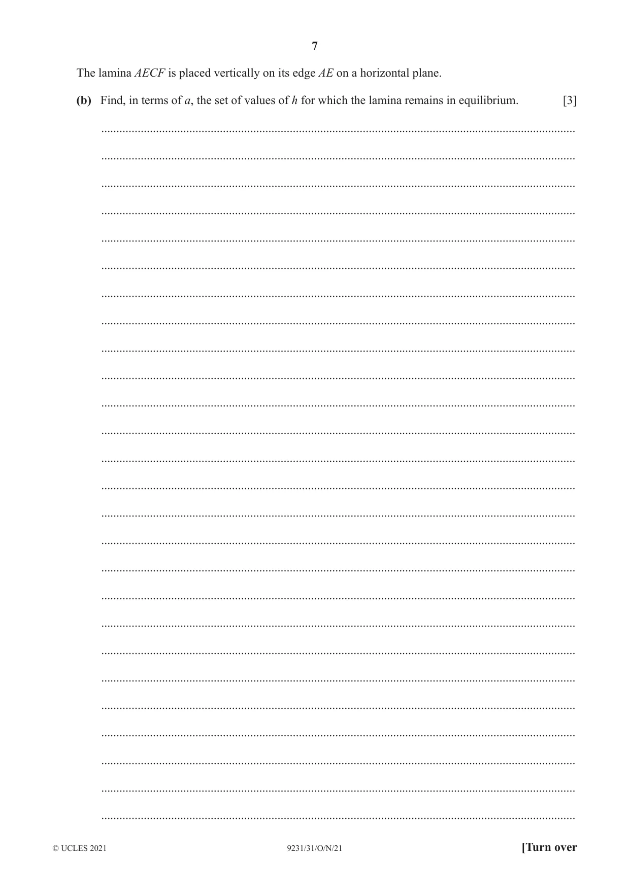 Cambridge A Level Mathematics - Further 9231 2021 Oct/Nov Paper 3 · Variant 1 question paper, page 7 of 16