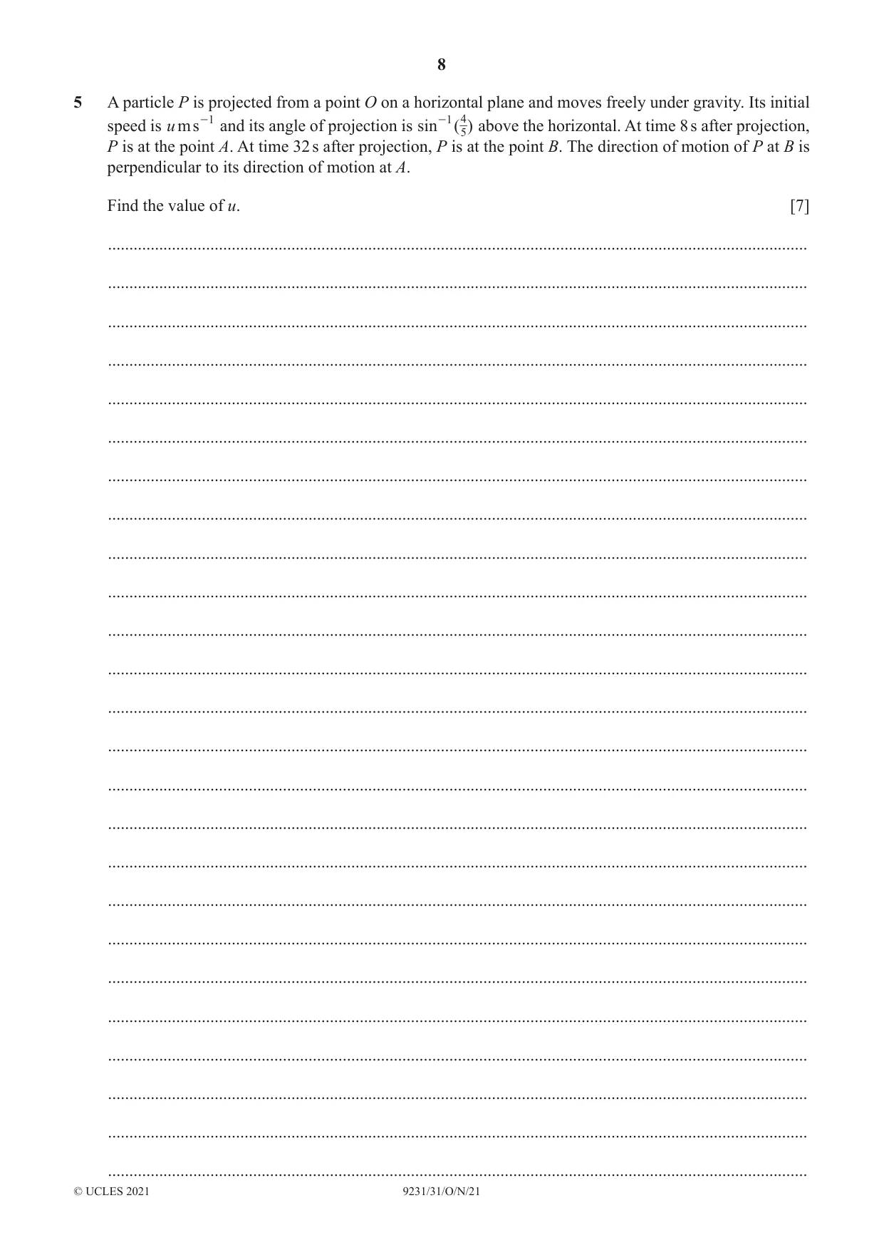 Cambridge A Level Mathematics - Further 9231 2021 Oct/Nov Paper 3 · Variant 1 question paper, page 8 of 16