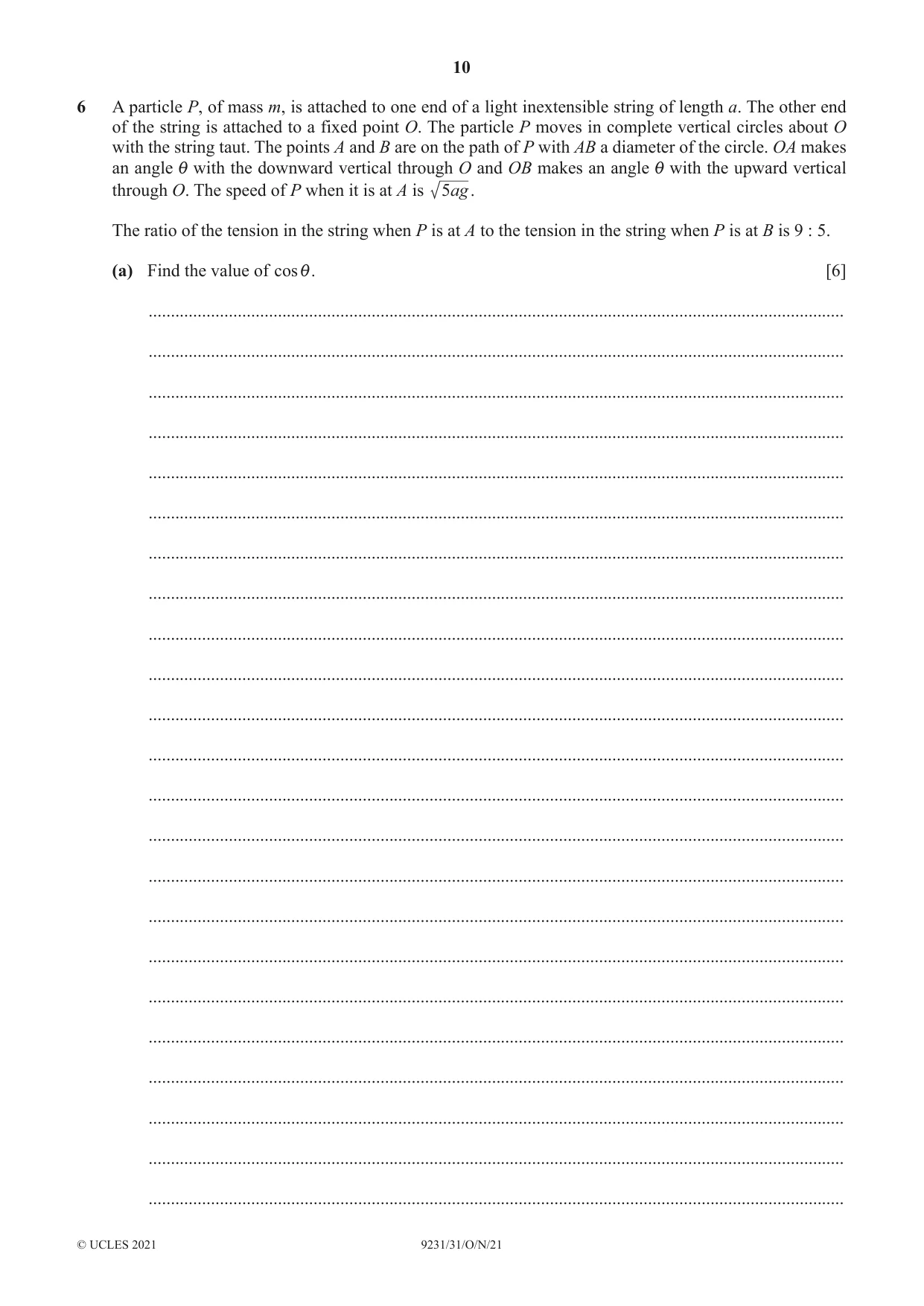 Cambridge A Level Mathematics - Further 9231 2021 Oct/Nov Paper 3 · Variant 1 question paper, page 10 of 16