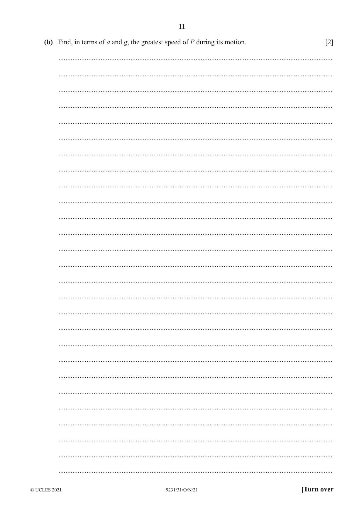 Cambridge A Level Mathematics - Further 9231 2021 Oct/Nov Paper 3 · Variant 1 question paper, page 11 of 16