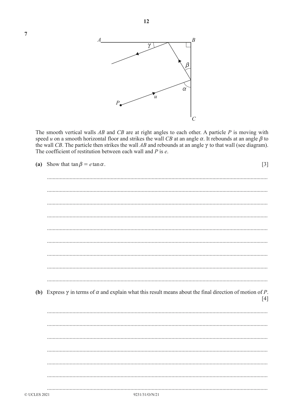 Cambridge A Level Mathematics - Further 9231 2021 Oct/Nov Paper 3 · Variant 1 question paper, page 12 of 16
