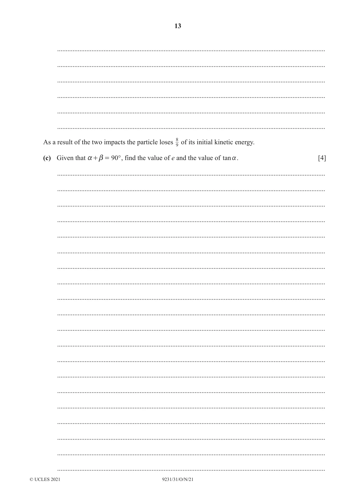 Cambridge A Level Mathematics - Further 9231 2021 Oct/Nov Paper 3 · Variant 1 question paper, page 13 of 16