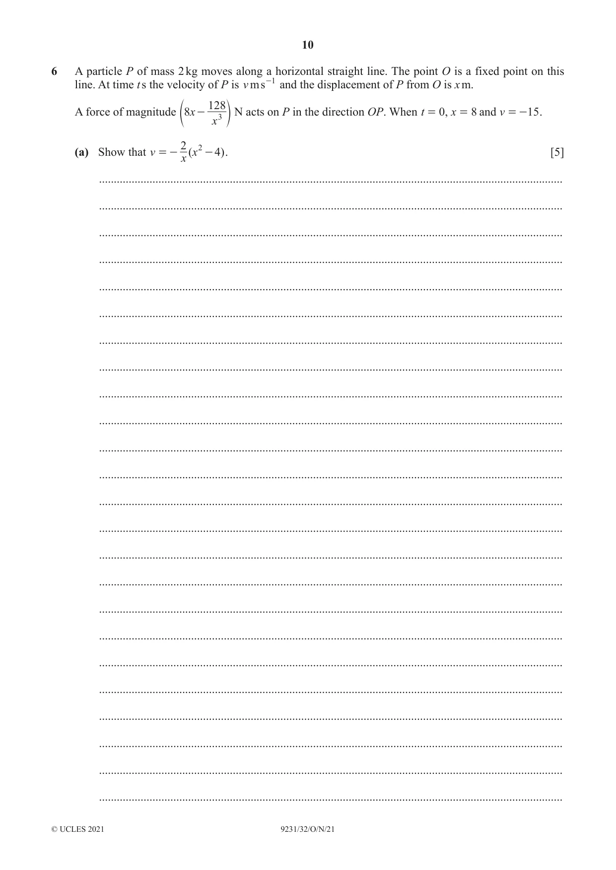 Cambridge A Level Mathematics - Further 9231 2021 Oct/Nov Paper 3 · Variant 2 question paper, page 10 of 16