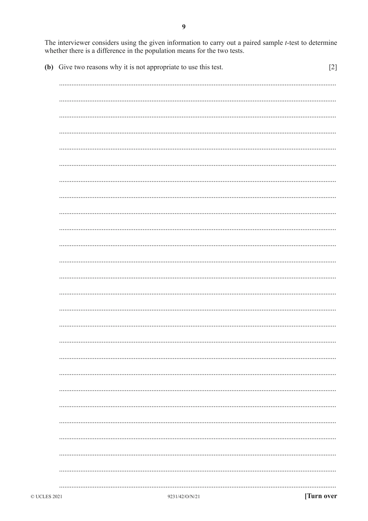 Cambridge A Level Mathematics - Further 9231 2021 Oct/Nov Paper 4 · Variant 2 question paper, page 9 of 16