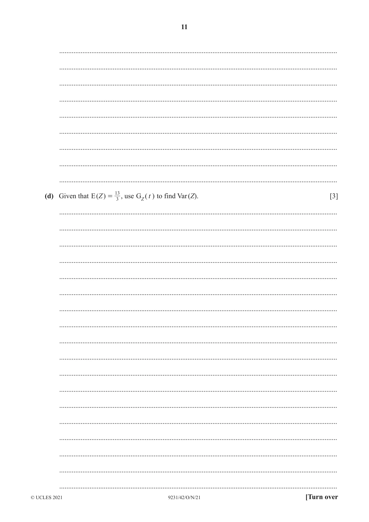 Cambridge A Level Mathematics - Further 9231 2021 Oct/Nov Paper 4 · Variant 2 question paper, page 11 of 16