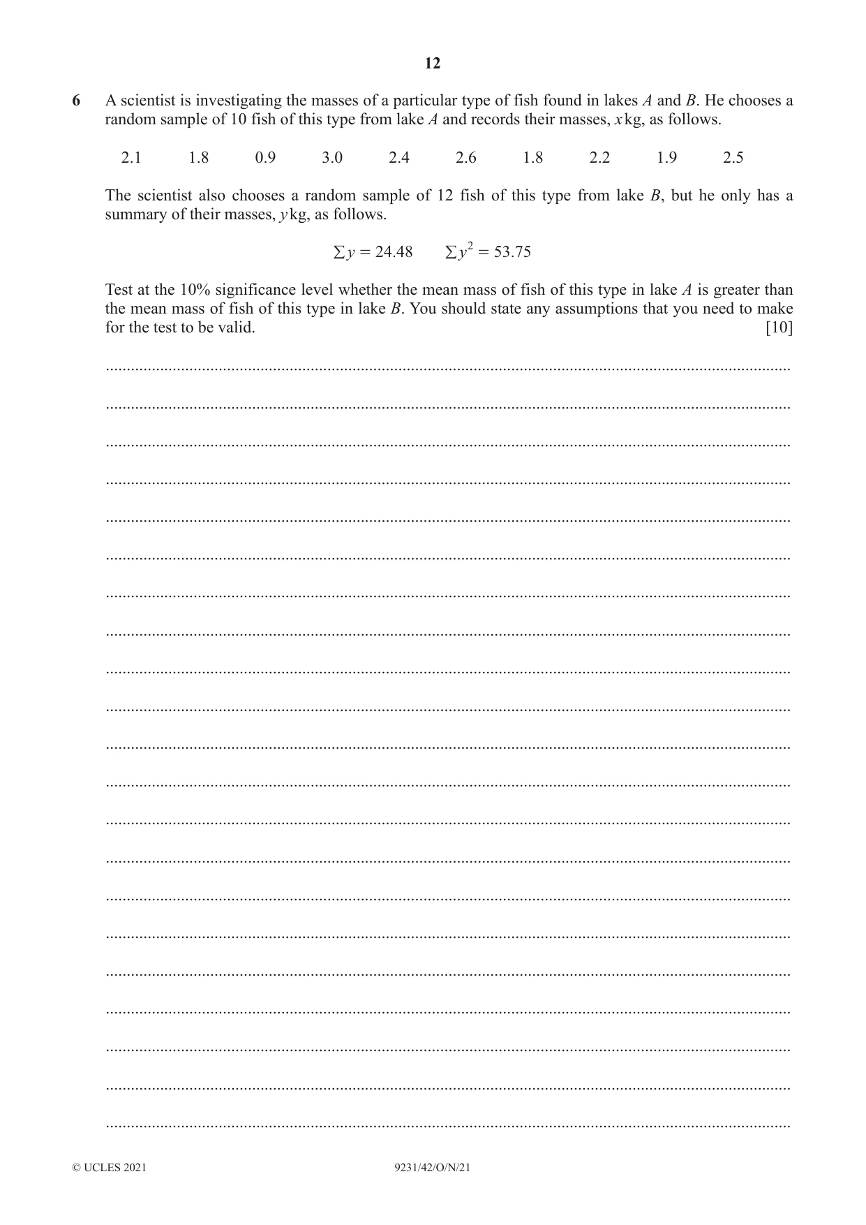 Cambridge A Level Mathematics - Further 9231 2021 Oct/Nov Paper 4 · Variant 2 question paper, page 12 of 16