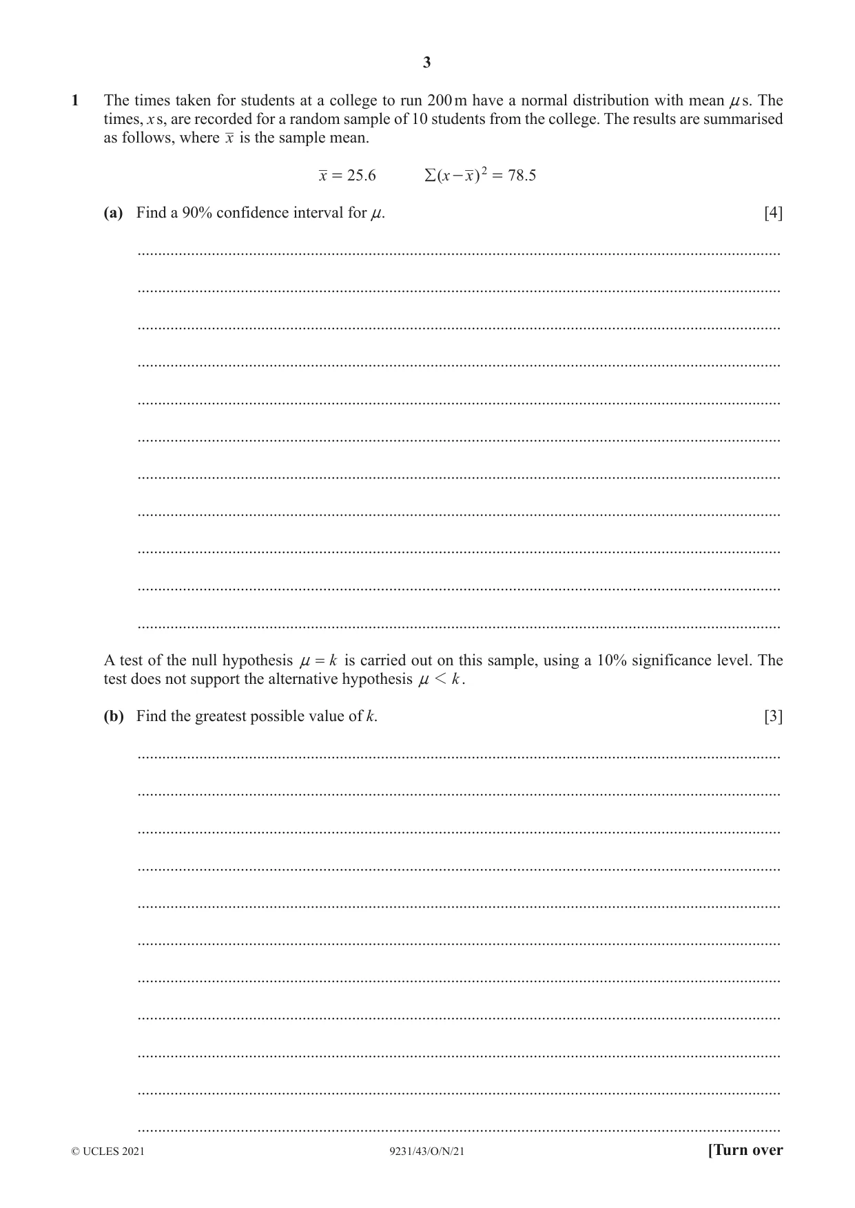 Cambridge A Level Mathematics - Further 9231 2021 Oct/Nov Paper 4 · Variant 3 question paper, page 3 of 16