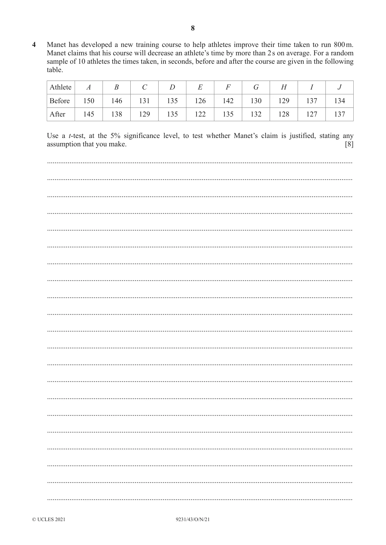 Cambridge A Level Mathematics - Further 9231 2021 Oct/Nov Paper 4 · Variant 3 question paper, page 8 of 16