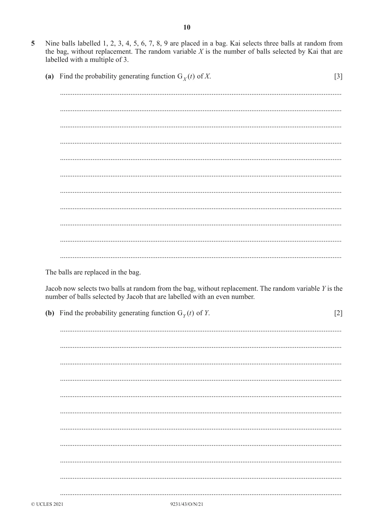 Cambridge A Level Mathematics - Further 9231 2021 Oct/Nov Paper 4 · Variant 3 question paper, page 10 of 16