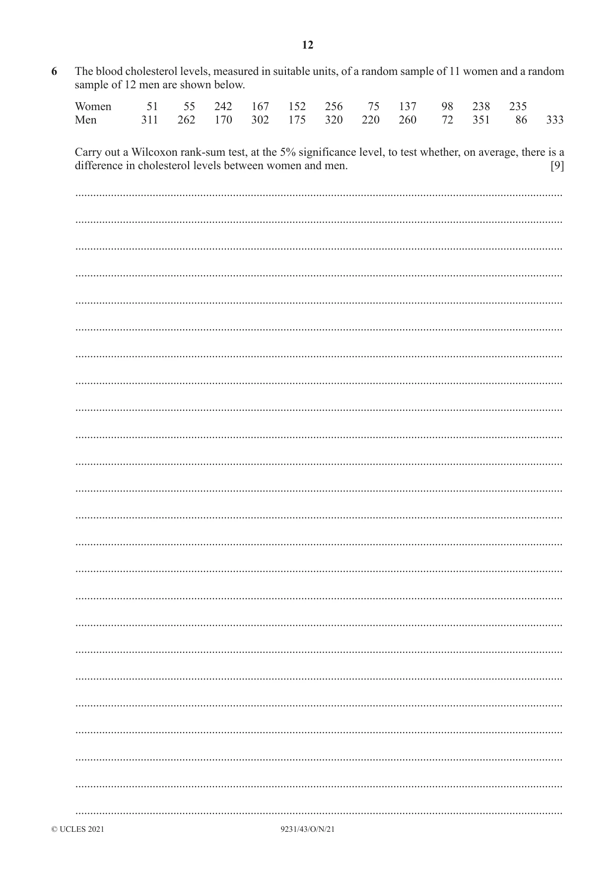 Cambridge A Level Mathematics - Further 9231 2021 Oct/Nov Paper 4 · Variant 3 question paper, page 12 of 16