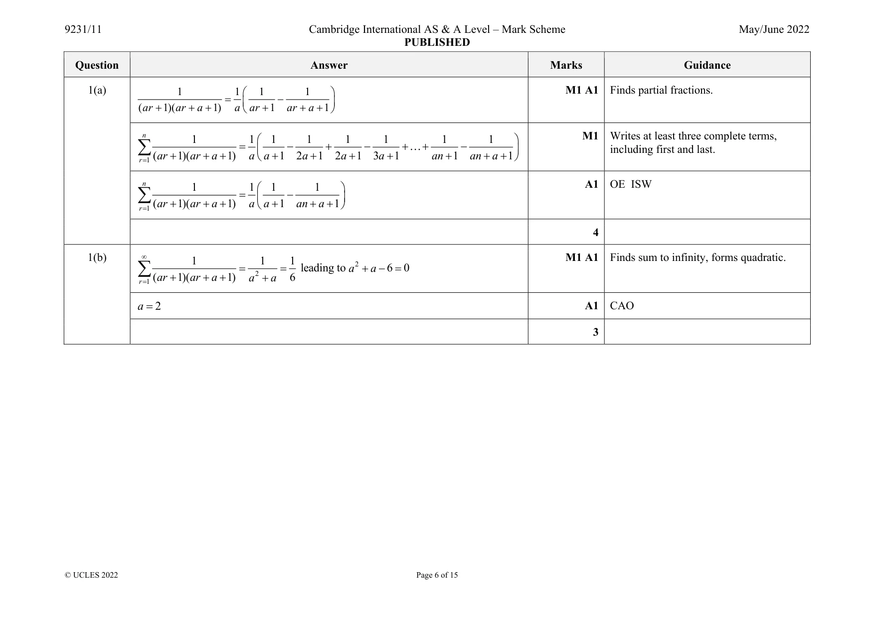 Mark scheme, page 6 of 15