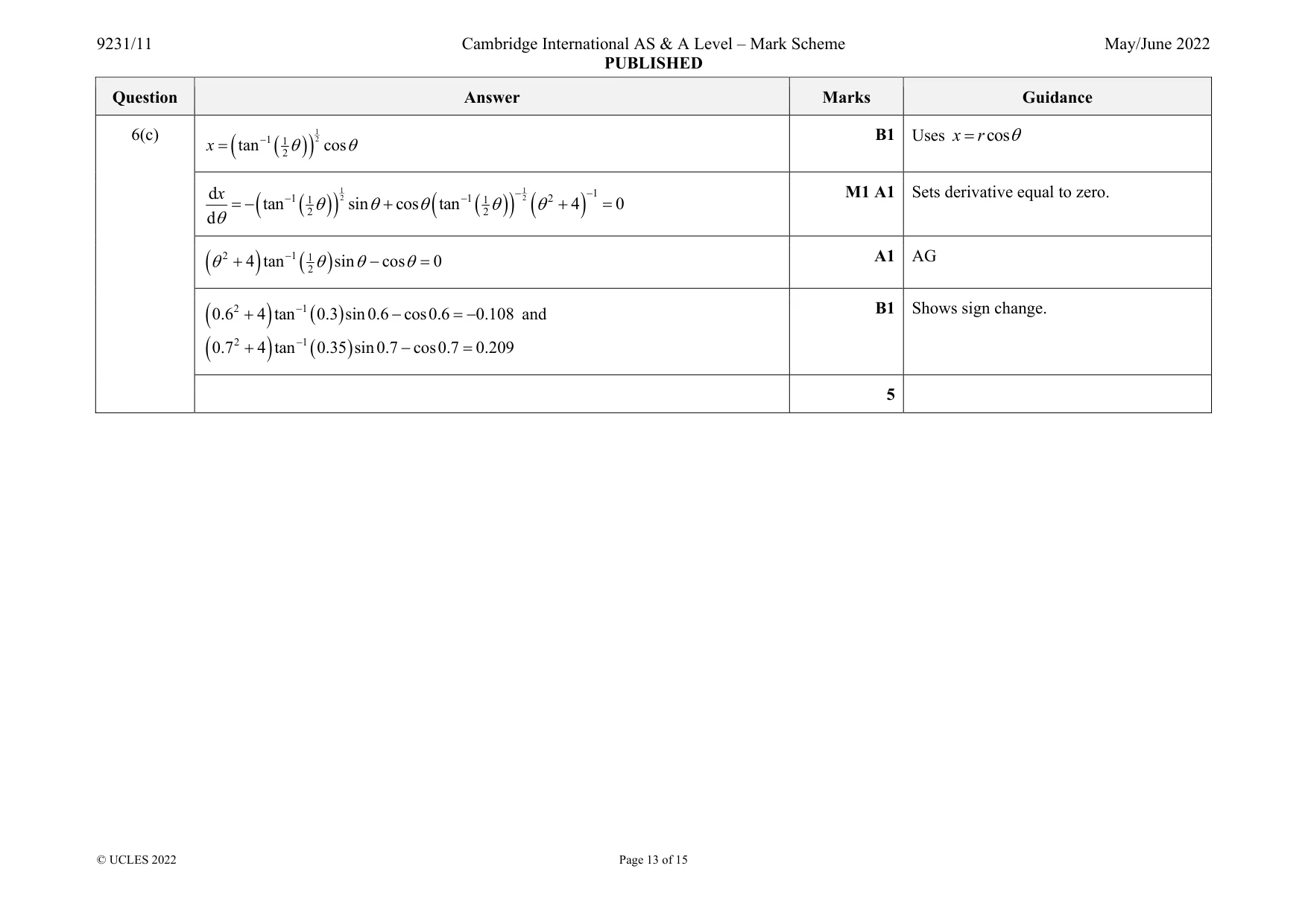 Mark scheme, page 13 of 15