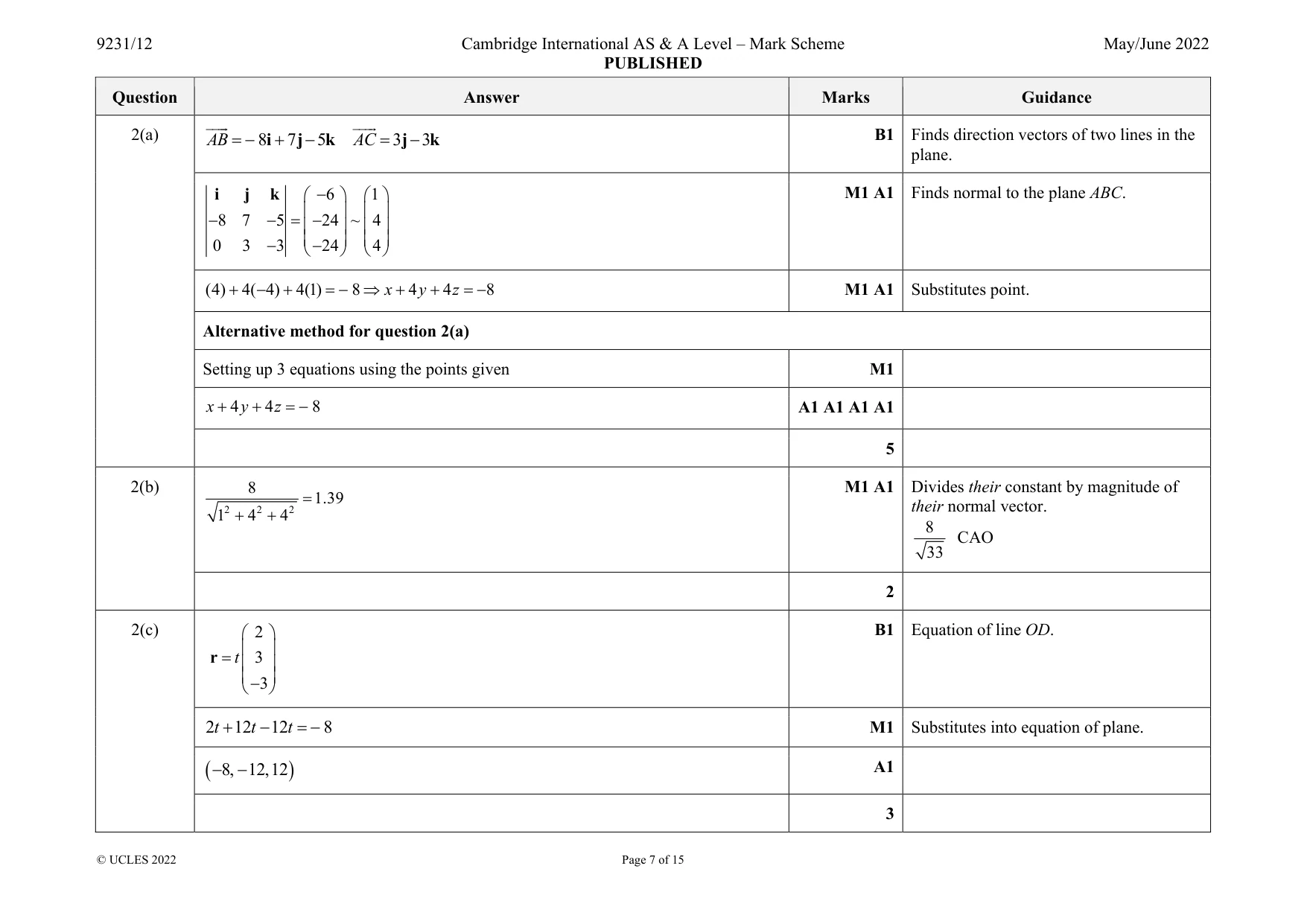 Mark scheme, page 7 of 15