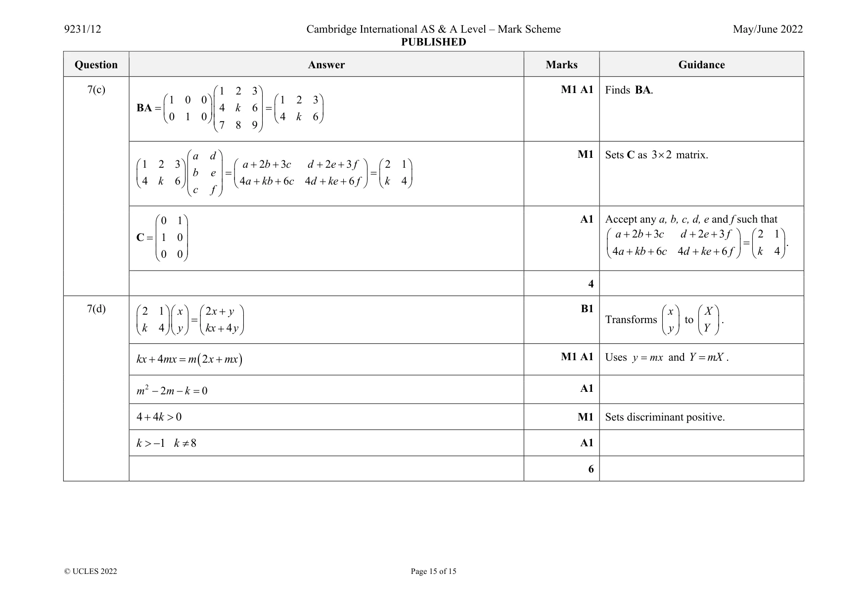 Mark scheme, page 15 of 15