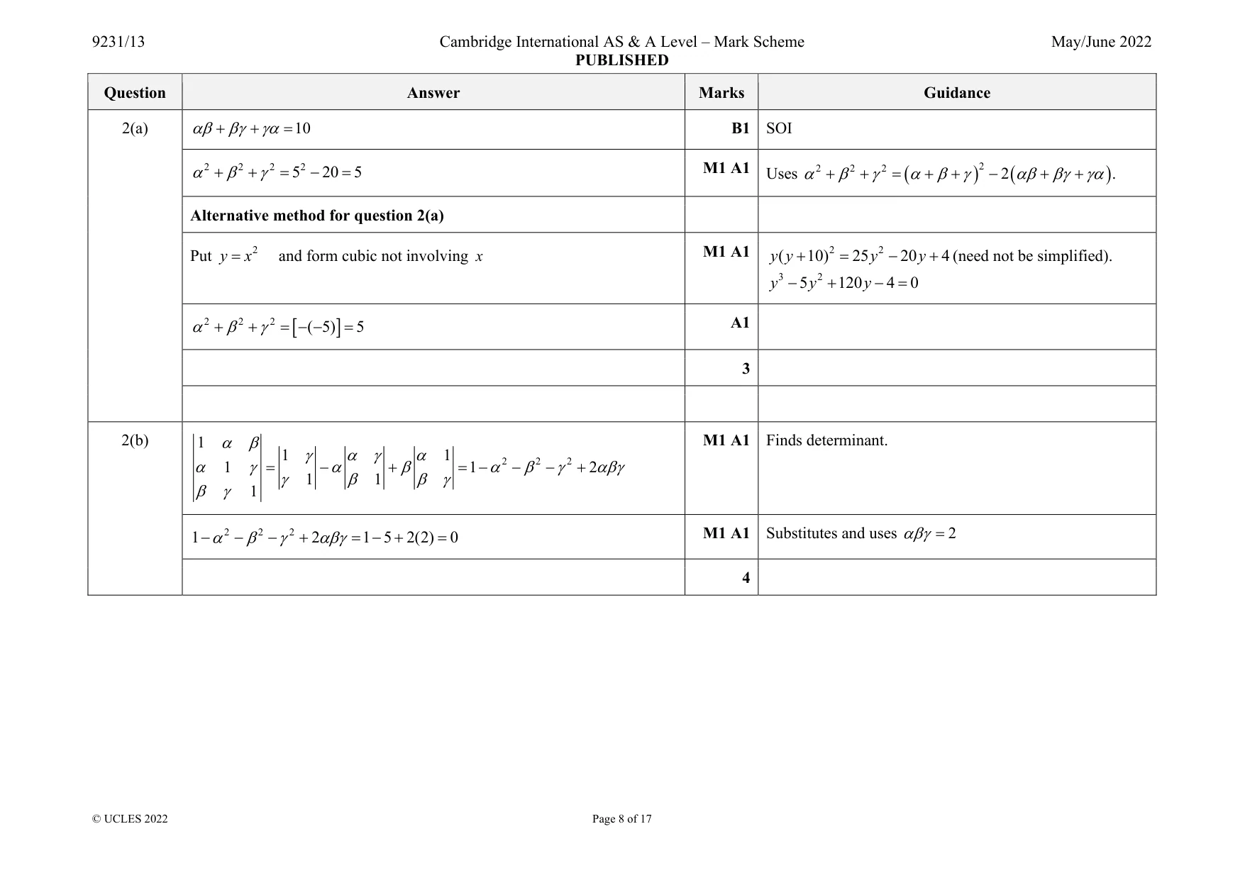 Mark scheme, page 8 of 17