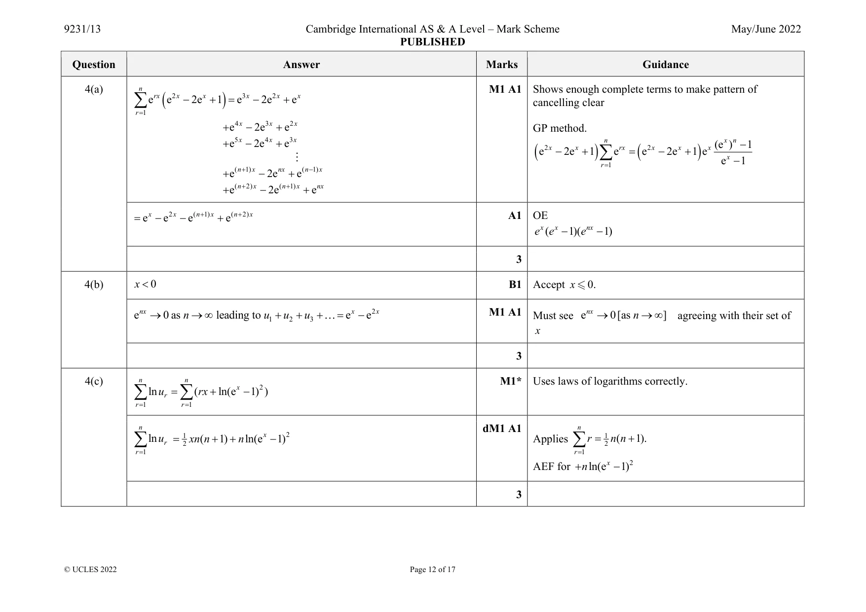 Mark scheme, page 12 of 17