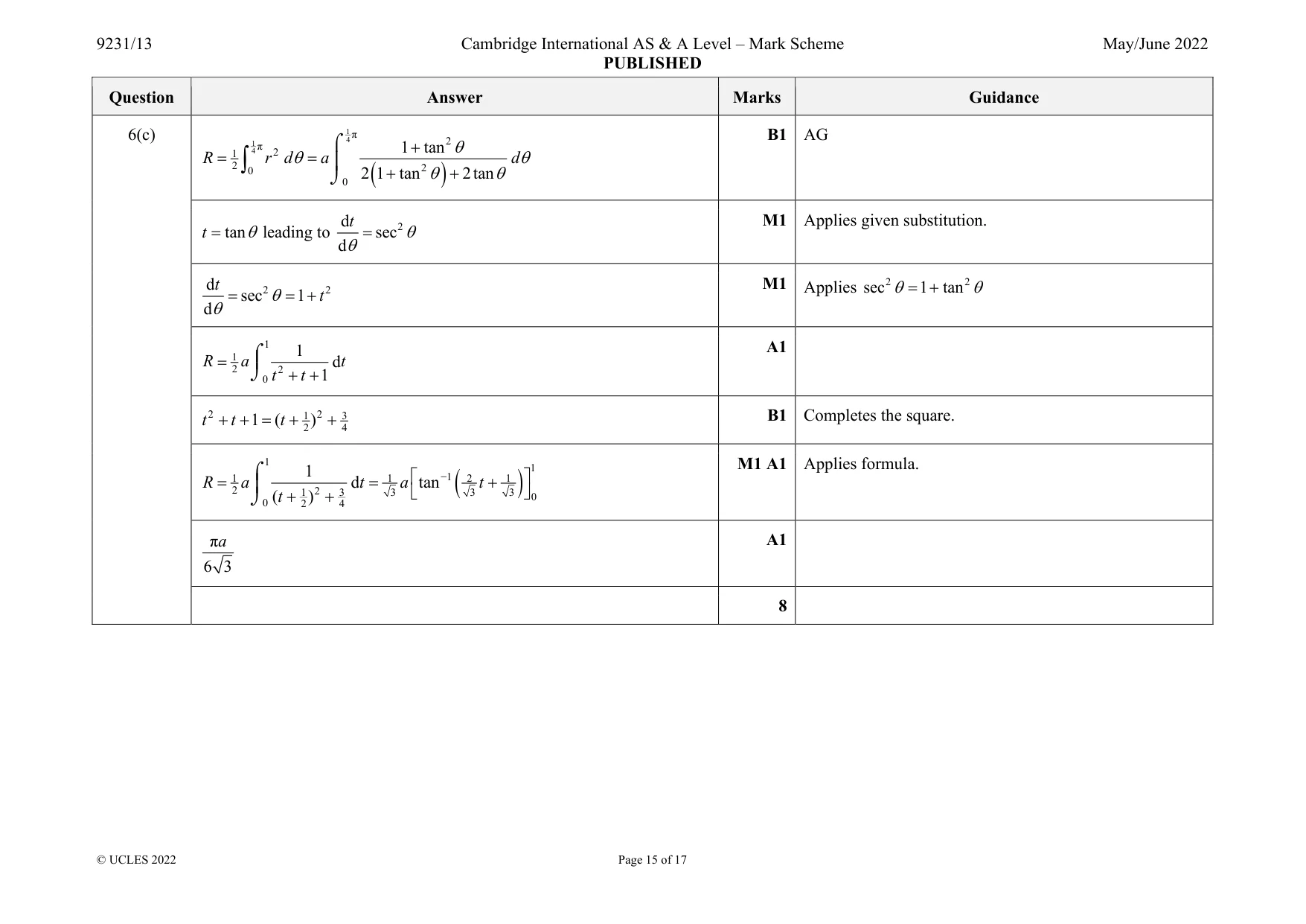 Mark scheme, page 15 of 17