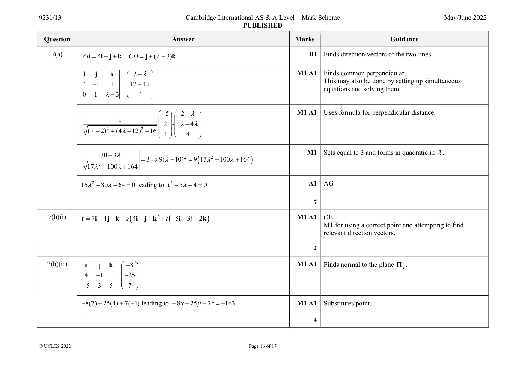 Mark scheme, page 16 of 17
