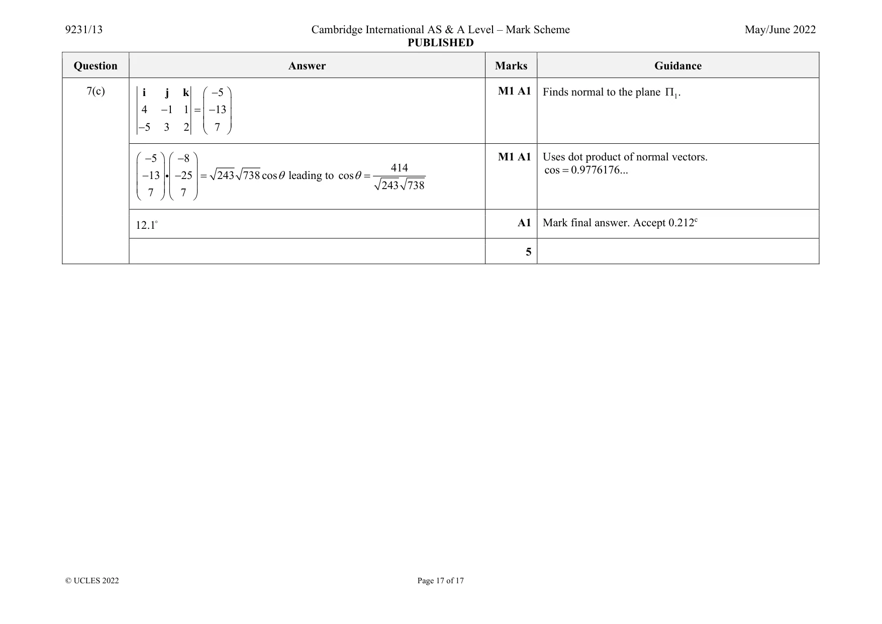 Mark scheme, page 17 of 17