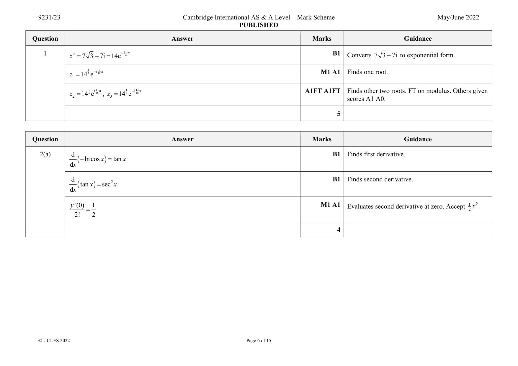 Mark scheme, page 6 of 15