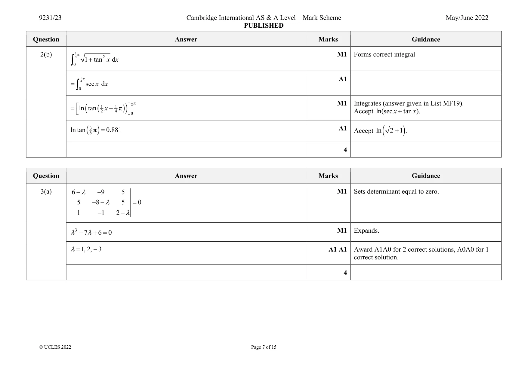 Mark scheme, page 7 of 15