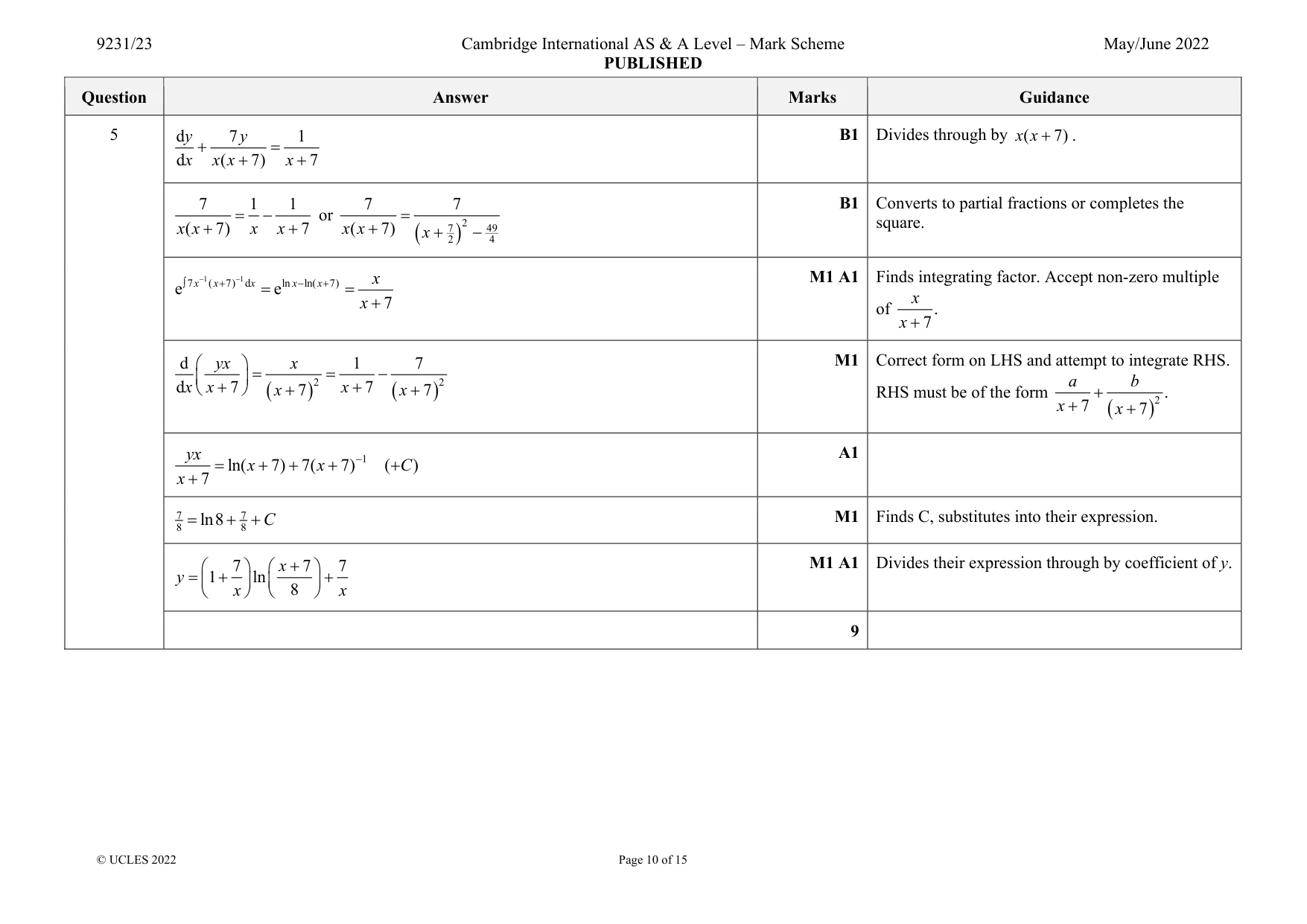Mark scheme, page 10 of 15