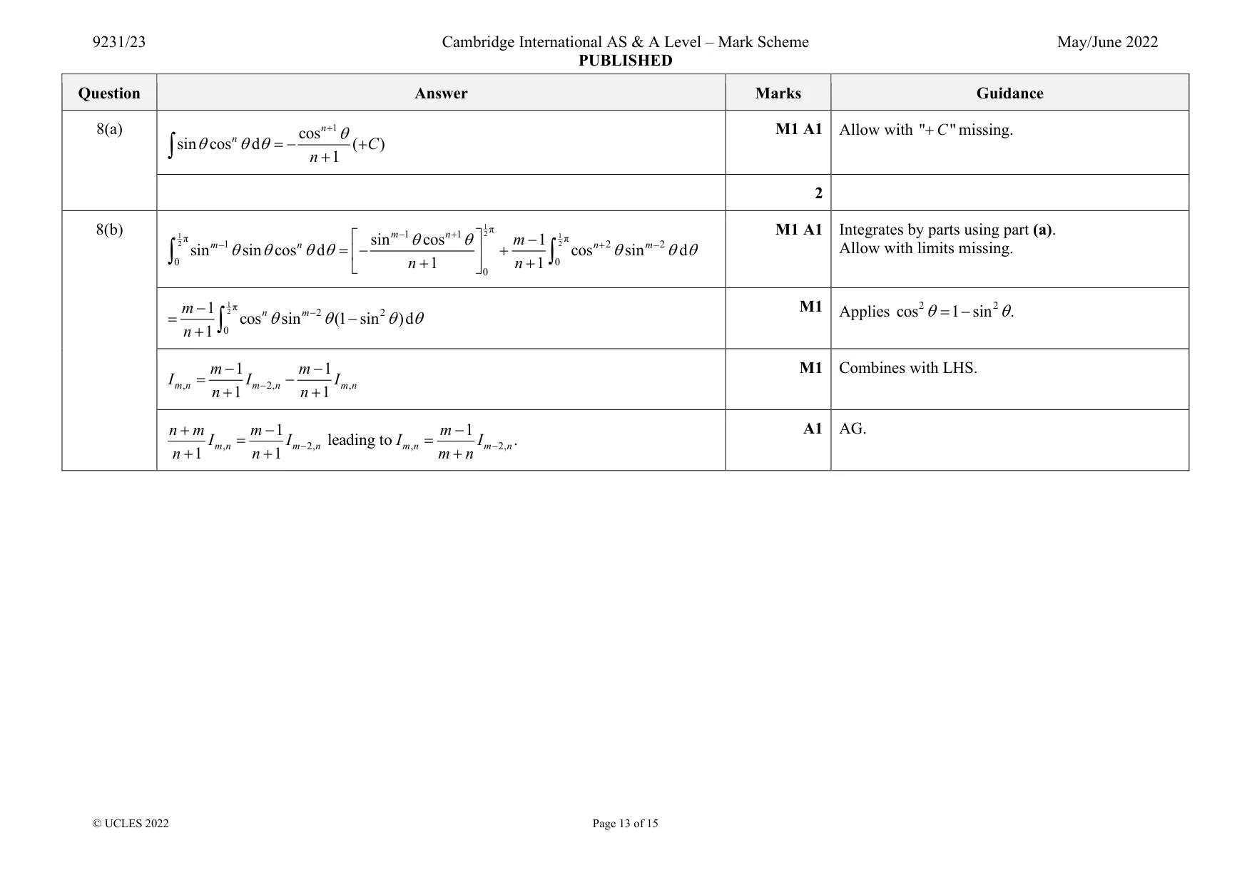 Mark scheme, page 13 of 15