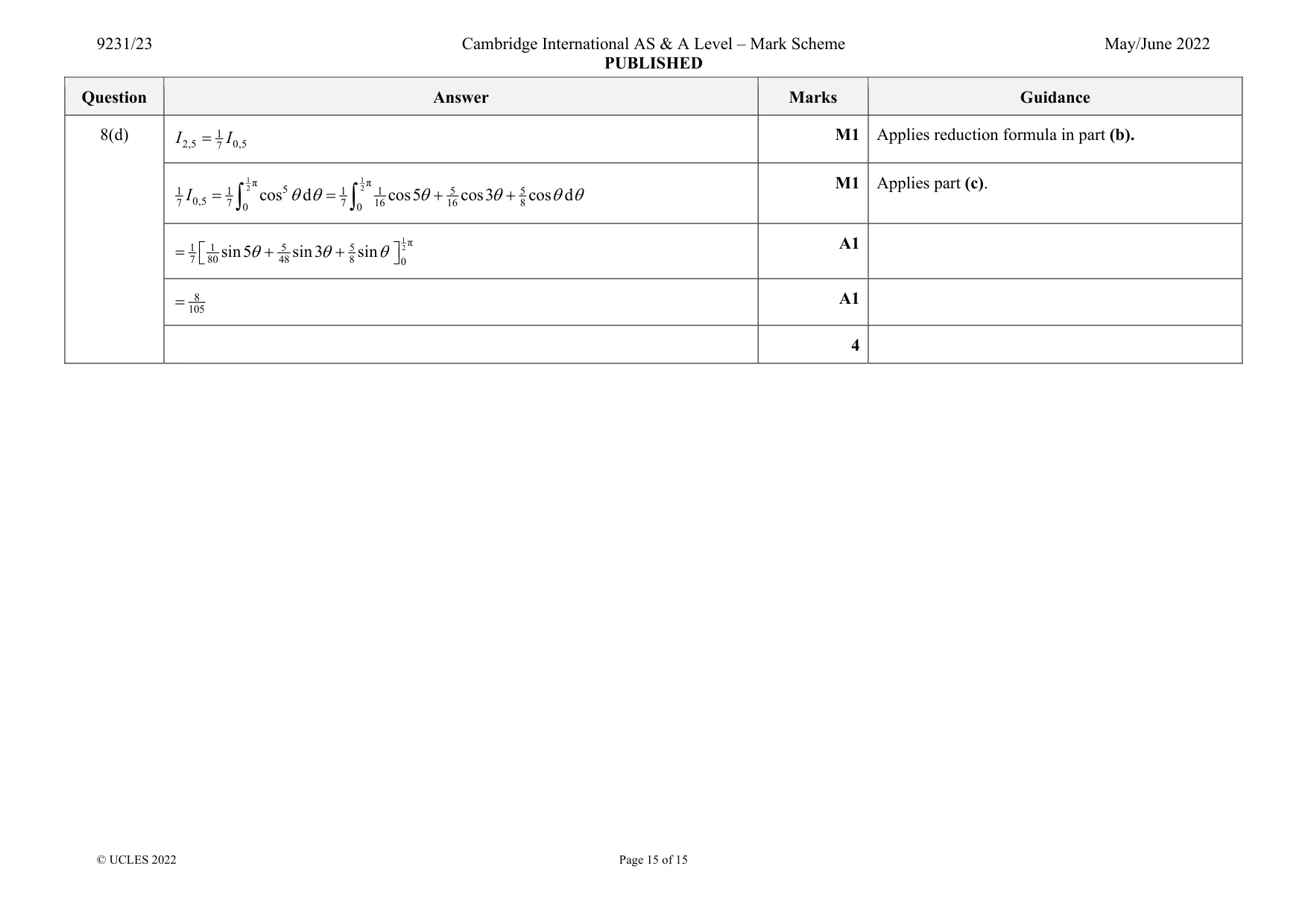 Mark scheme, page 15 of 15