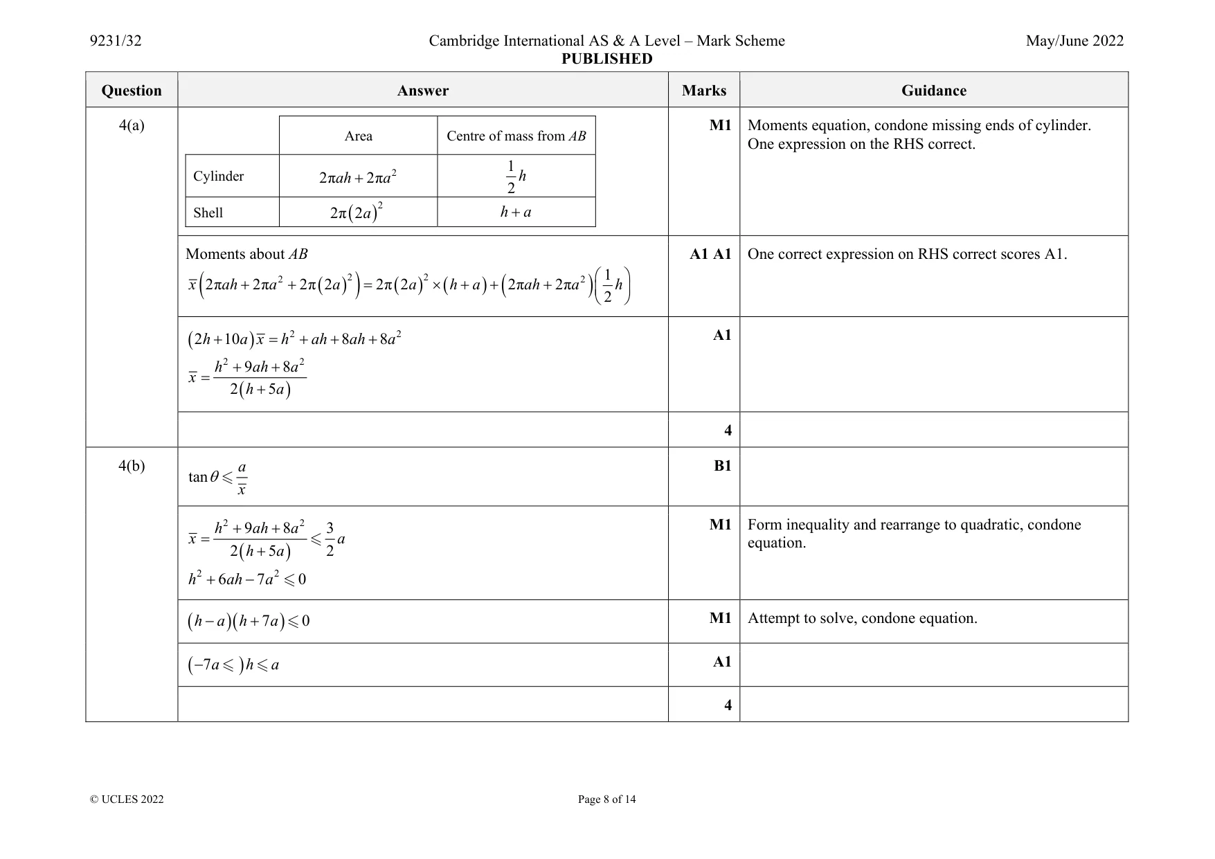 Mark scheme, page 8 of 14