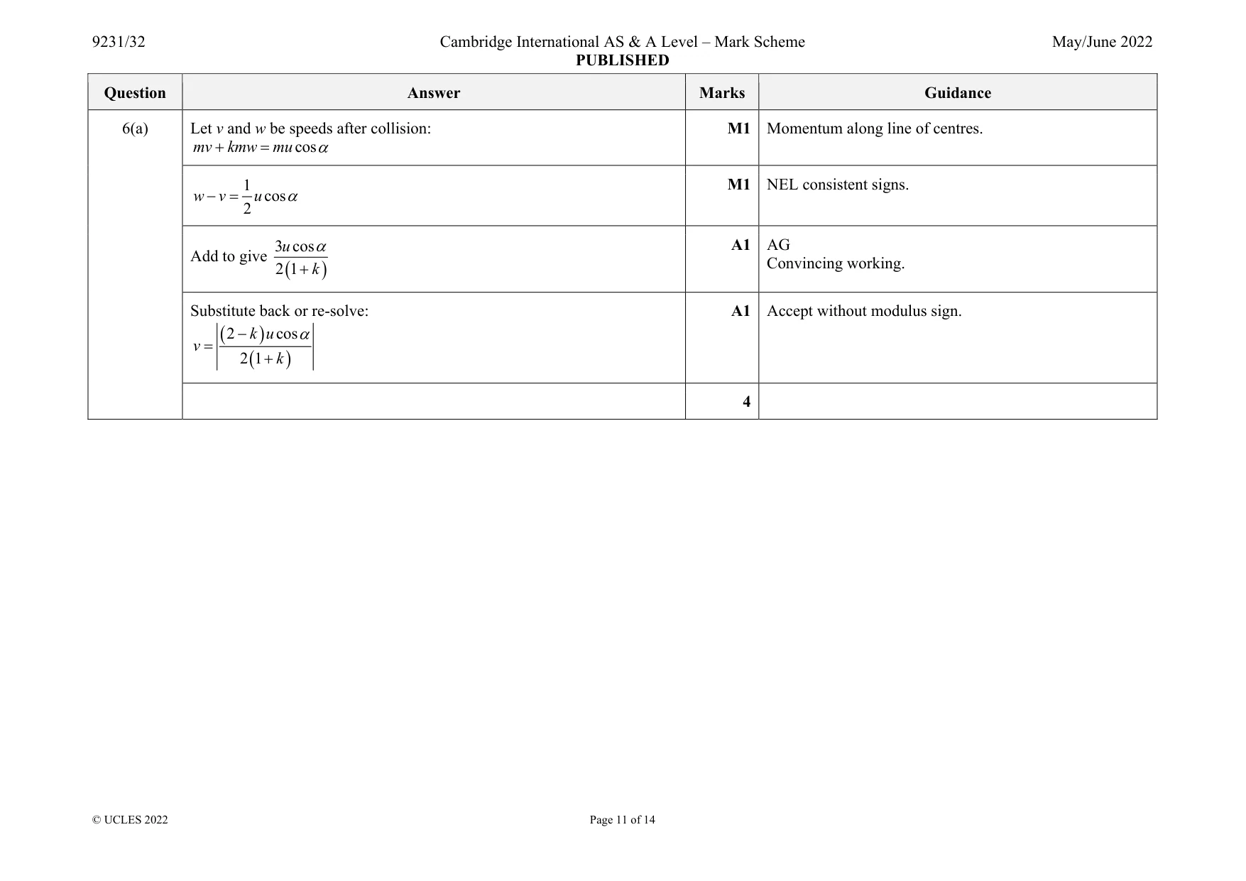 Mark scheme, page 11 of 14